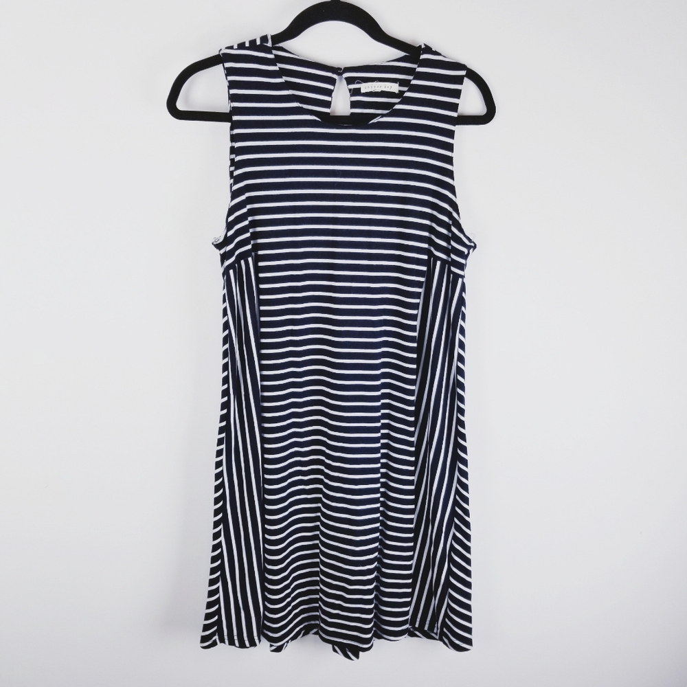 Copper Key black & white striped sleeveless dress